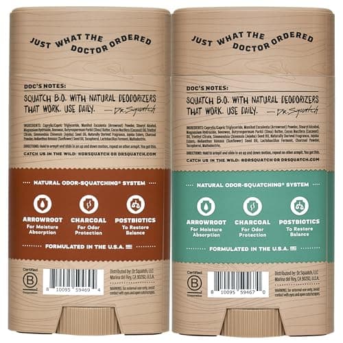 Dr. Squatch Natural Men’s Deodorant – Aluminum Free Natural Deodorant Men with Charcoal & Postbiotics for 72-Hour Odor Protection – Rainforest Rapids + Wood Barrel Bourbon, 2.65oz Stick (2-Pack) — view 12
