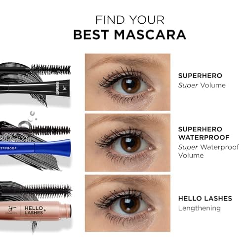 IT Cosmetics Superhero Mascara – Volumizing & Lengthening Black Mascara, Buildable Lash Volume, Collagen, Biotin, Peptides, Lifting & Curling Formula, Super Black Pigment - 0.3 fl oz — view 7