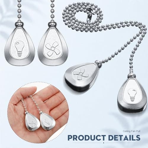 Patelai 8 Pcs Bronze Ceiling Fan Pull Chain Extension Pendant Ornament 12 Inch Sliver Ceiling Pull Chain Extender Classic Drop Shaped Pendant Beaded Ball Cord for Fan Light Lamp with Connector