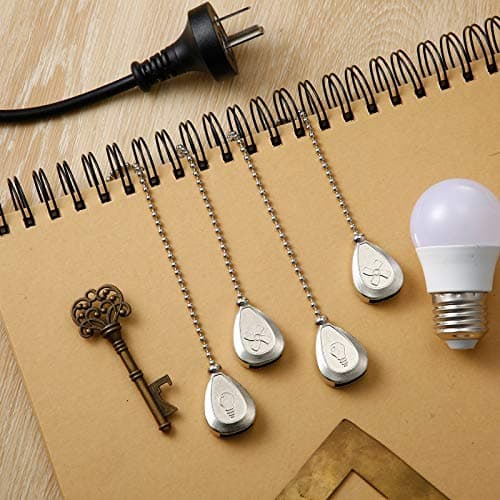 Patelai 8 Pcs Bronze Ceiling Fan Pull Chain Extension Pendant Ornament 12 Inch Sliver Ceiling Pull Chain Extender Classic Drop Shaped Pendant Beaded Ball Cord for Fan Light Lamp with Connector — view 2