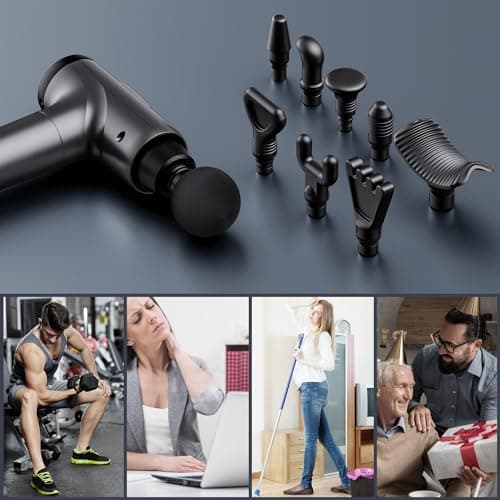OLsky Massage Gun Deep Tissue 30 Speeds 9 Attachments Handheld (Grey) — view 4