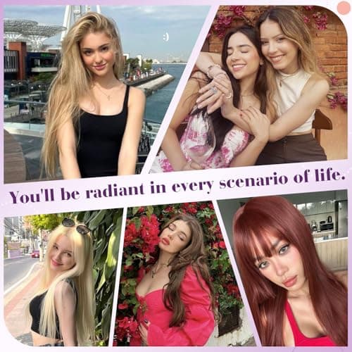 LaaVoo Clip in Hair Extensions Real Human Hair Blonde Hair Extensions Clip ins Bleach Blonde Human Hair Clip in Extension Straight 22 Inch 7pcs 120g — view 8