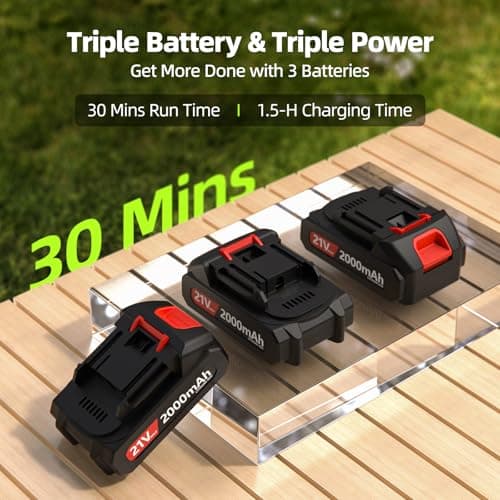 VASG Leaf Blower Cordless, 3 x 21V Batteries & Fast Charger Set, Variable Speed Mode, Lightweight Handheld Electric Leaf Blower for Lawn Care, Yard, Garden, Patio & Outdoor Cleanup — view 3