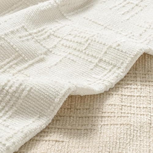 MIULEE Textured Throw Pillow Covers Thick Chenille Decorative Pillows Cream White 12x20 Inch Set of 2 Modern Boho Farmhouse Home Decor Neutral Cushion Covers for Couch Sofa Living Room Bedroom