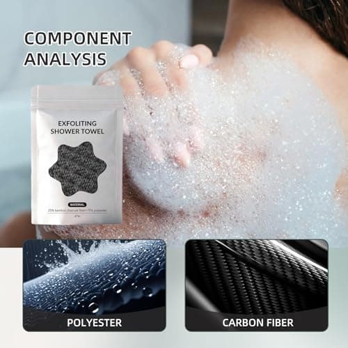 Blissal Exfoliating Shower Towel, Exfoliating Body Scrubber, Premium Microfiber Towel, Bathroom Towel Set for Smooth Skin, Travel Friendly, Quick Drying Travel Bath Washcloth (Black+Pink) — view 3
