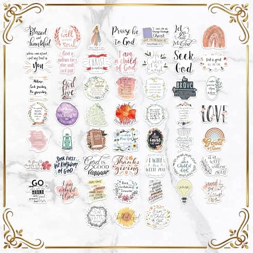 200 PCS Christian Bible Verse Jesus God Stickers - Waterproof Vinyl Scripture Stickers for Bible Journaling Supplies, Water Bottles, Laptops, Notebooks - Religious Inspirational Decals for Faith Gifts — view 3