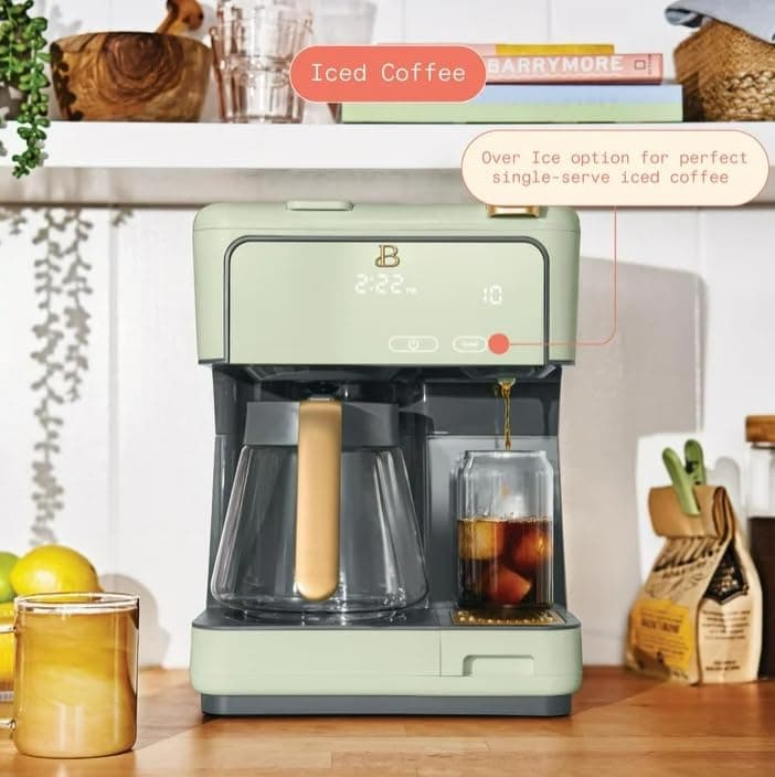 Beauti Multi Brew 12 Cup Programmable Drip & Single Serve Coffee Maker, Versatile Brewing (6oz, 8oz, 10oz, 12oz, 14oz), Pods or Ground, Over Ice option, Keep Warm mode (Sage Green) — view 5