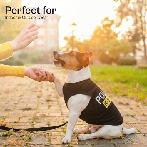 Parisian Pet Unisex Dog T-Shirt - Embroidered 'Police k-9 Unit' Dog Clothes - 100% Cotton, Dog Costume - Breathable Police Dog Vest - Machine Washable Dog Shirts for Small Dogs - S — view 3