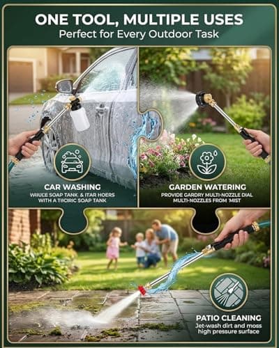 Jet Nozzle Power Washer for Garden Hose High Pressure Washer Wand with 3 Interchangeable Spray Tips Metal Hose Nozzle Cleaner for Car Patio Driveway Deck Outdoor Cleaning(Black) — view 3