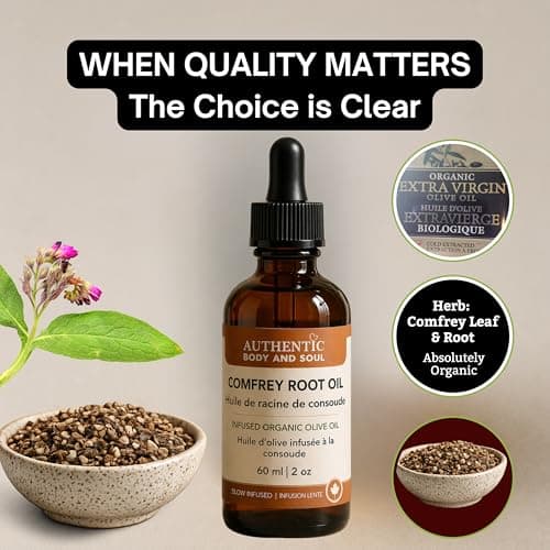 Comfrey Root Oil – Slow-Infused Botanical Oil – Minimal Ingredient Formula – Small Batch Crafted – Authentic Body And Soul (Comfrey Root Oil) — view 4