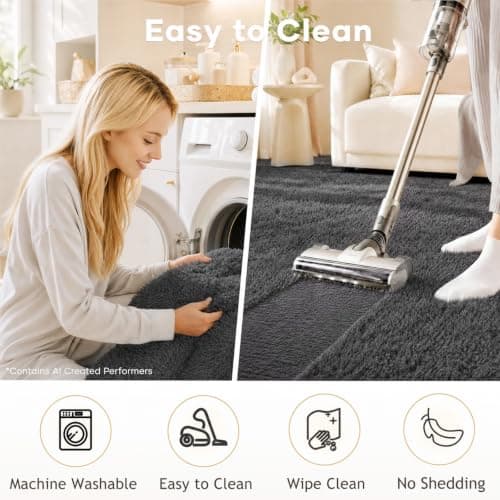 Ophanie Small Rug Upgrade Non Slip Throw Bedside Area Rugs, Fluffy Soft Grey Mini Bedroom Carpet, Affordable Door Entryway Indoor Inside Front Entrance Dog 2x3 Mat, Home Decor Aesthetic, Nursery — view 5