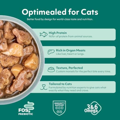 Optimeal Wet Cat Food Variety Pack - Savory Protein Selection, Grain Free Tender Morsels, High Protein Premium Nutrition Made with Natural European Ingredients, Adult Cat Pouches 3oz (Pack of 12) — view 2