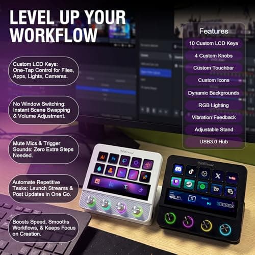 VSDINSIDE Macro Pad, Streaming Deck Stream Controller Soundboard Keypad, Programmable Keys USB Shortcut Keyboard for Gamer Streamer, Audio Mixer for OBS, YouTube, Office Desk Setup, PC, Mac — view 2