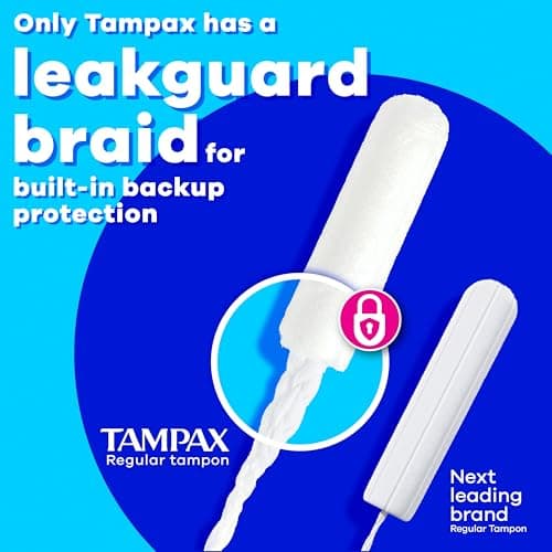 Tampax Pearl Tampons, with LeakGuard Braid, Regular Absorbency, Unscented, 50 Count — view 2