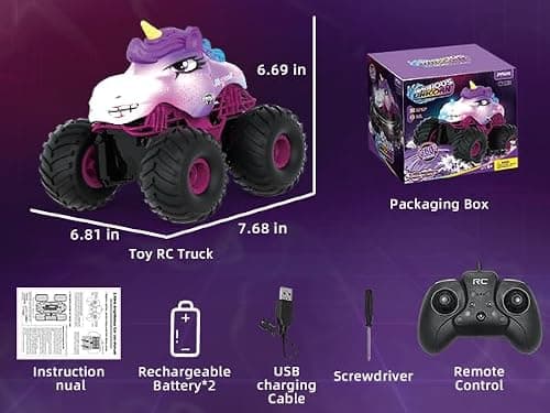 Tucrae RC Car, Pink Remote Control Car for Girls, 1:18 Amphibious Waterproof Monster Truck Toys 2.4 GHZ Remote Control 360 ° Rotation Stunt Car, Gifts for Girls 6 + Years Old on Birthday — view 5