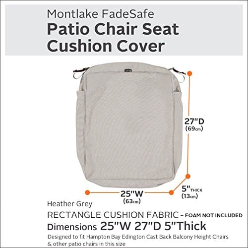 Classic Accessories 60-078-011001-RT Montlake Patio Seat Cushion Slip Cover, Heather Grey, 25" x 27" x 5" Thick — view 2
