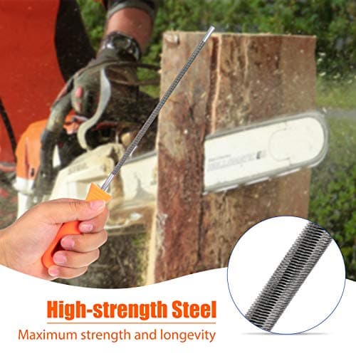 Honoson 3 Pieces Chainsaw Chain Round Steel Chainsaw Sharpener File with Plastic Handle (5/32,7/32,3/16 Inch) — view 3