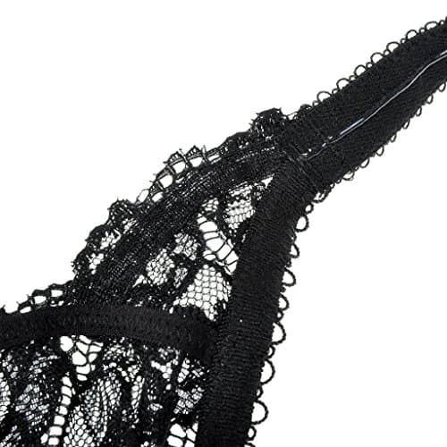 DELIMIRA Women's Plus Size Full Coverage Underwire Unlined Minimizer Lace Bra Black 38DD — view 5
