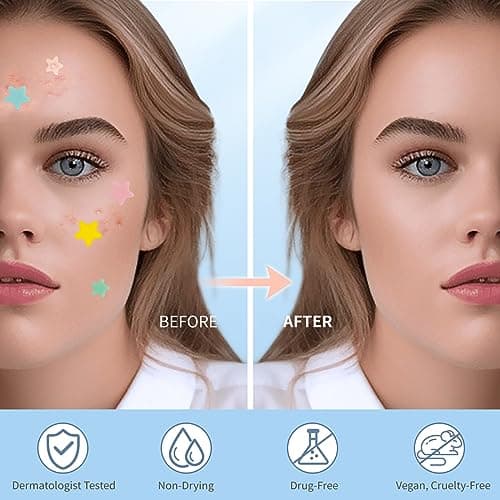 QUSTERE Pimple Patches for Face, Hydrocolloid Acne Patches, Cute Star Zit Covers, Colorful Spot Stickers with Tea Tree, Salicylic Acid & Cica Oil| 3 Sizes (10mm, 12mm & 14mm) |200 Count — view 3