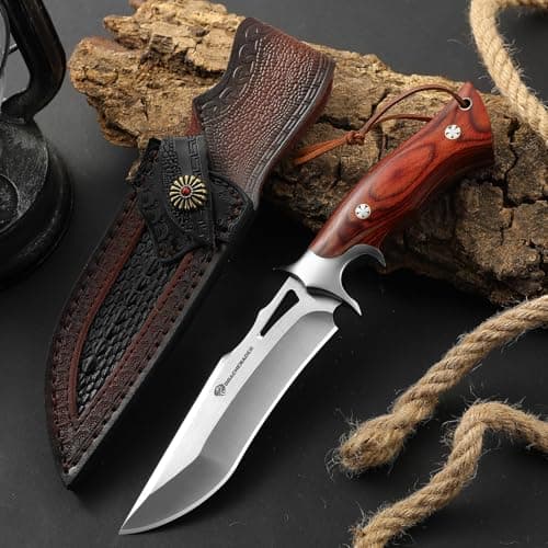 DRACHENADER Fixed Blade Knife with Leather Sheath, Full Tang Survival Knife, M390 Steel Hunting and Camping Outdoor Survival and Bushcraft — view 4