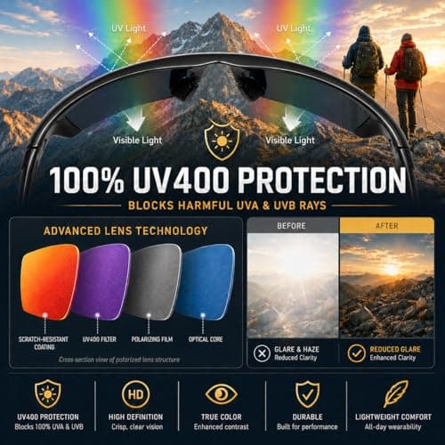 Flux Avento Polarized Sports Sunglasses for Men and Women UV400 Protection Active Lifestyles | Black — view 5