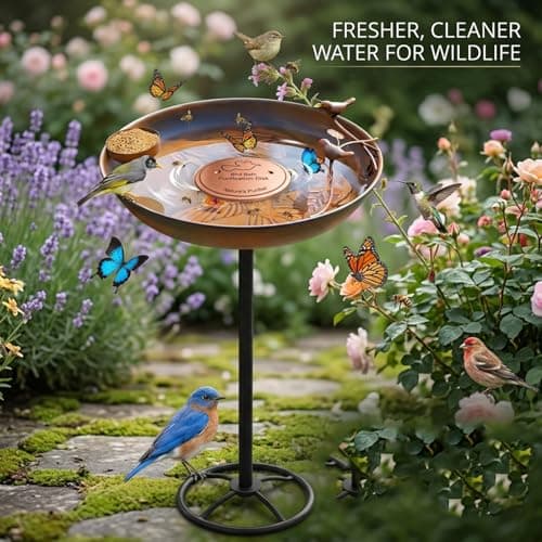 3.94 Inch Reinforced 99.9% Copper Bird Bath Purification Disk with Stable 3-Point Design, Copper Disc for Clean Birdbath Water, Garden Accessory Style 2 — view 5