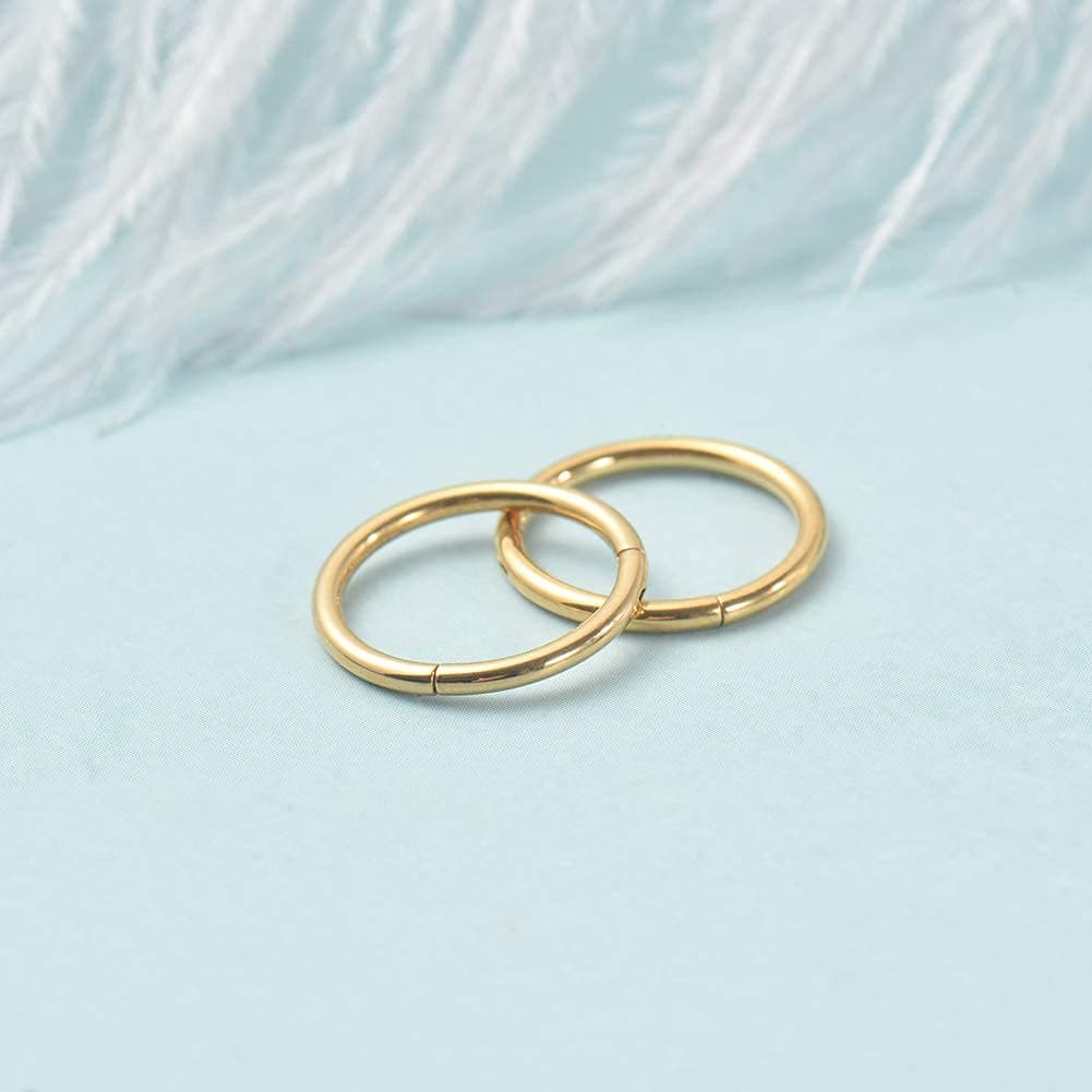 Afftiny Nose Ring Septum Hoop 20G/18G/16G/14G/12G 316L Surgical Stainless Steel Hinged Seamless Earrings, Diameter 5MM-16MM, Gold/Silver/Black/Rose Gold/Rainbow Color — view 6
