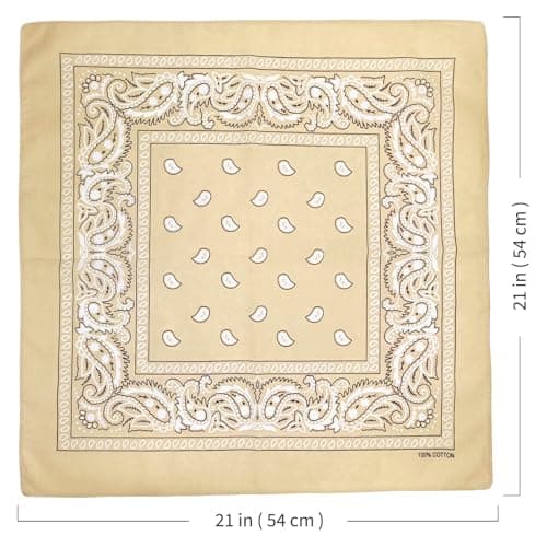 APIGANIZ 100% Cotton Bandanas, 21 x 21 inches, Set of 6 (Basic - Brown/Bungundy/Beige) — view 3