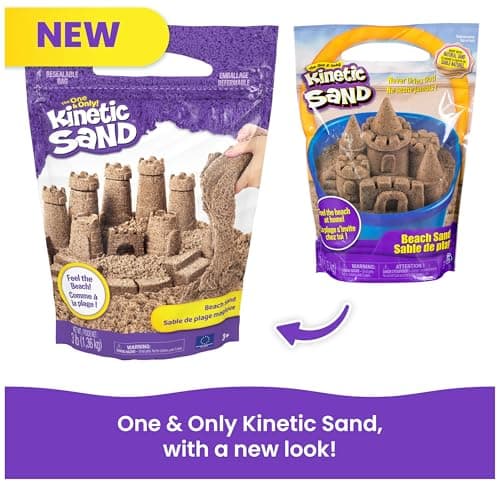 Kinetic Sand, 3lbs Beach Play Sand, Moldable Sensory Toys for Kids, Resealable Bag (Packaging May Vary), for Ages 3 and up — view 5