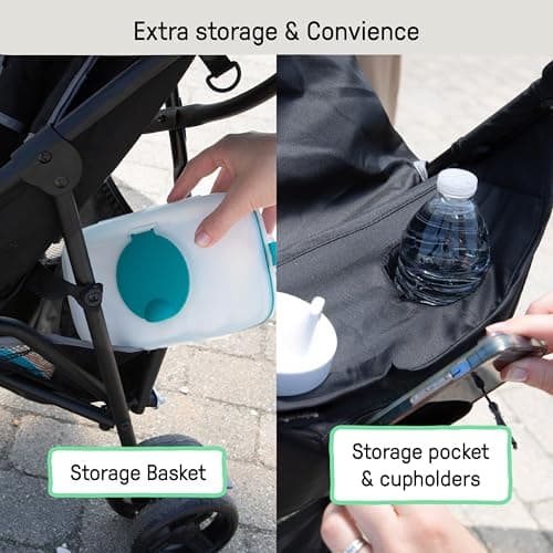 Ingenuity 3D Mini Convenience Stroller – Lightweight Stroller with Compact Fold, Multi-Position Recline, Canopy with Pop Out Sun Visor and More – Umbrella Stroller for Travel and More, Gray — view 4
