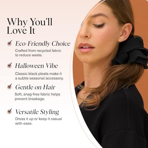 Kitsch Pleated Scrunchie for Women - No Crease Hair Ties No Damage, Stylish and Comfortable Fabric Ponytail Holders for Everyday Hairstyles - Ideal Gifts for Women - 1pc — view 2