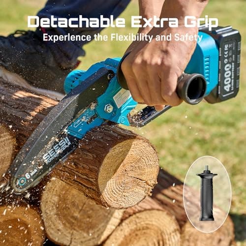 SEESII Cordless Mini Chainsaw 6 Inch, 4.0Ah Battery Powered Electric Saw — view 5