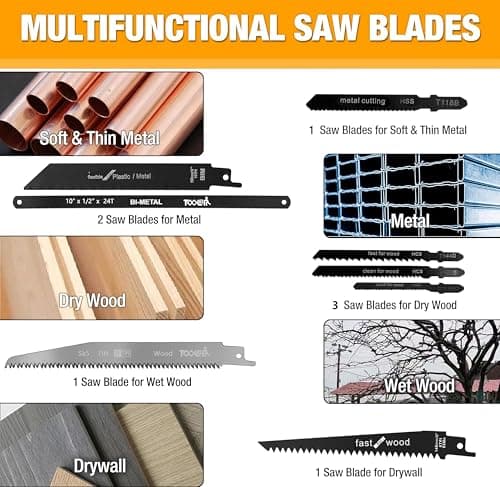 8-In-1 Multi Blades Hand Saw, Drywall Cutter. Hacksaw. Long Blade Hand Saw, Jab Saw, For Cutting Drywall, Sheetrock, Wood, Metel, Plastic, Plywood. Blade Quick Change Mechanism. — view 2