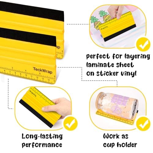 TECKWRAP Felt Squeegee Scraper Tool for Vinyl, Yellow, 6"x2.9" — view 2