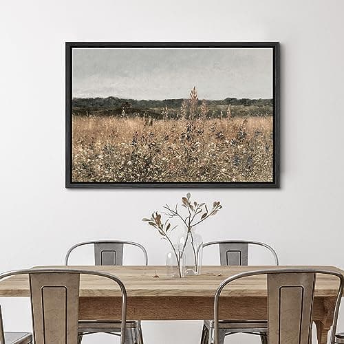 SIGNWIN Framed Canvas Print Wall Art Meadow with Flowers Nature Wilderness Modern Art Decorative Contemporary for Living Room, Bedroom, Office - 24"x36" BLACK — view 2