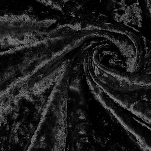 YPDY 1 Yard 63" Wide Black Stretch Crushed Velvet Fabric