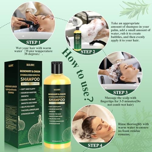 500ML Organic Rosemary & Onion Shampoo for Hair Growth Women & Men, Natural Hair Shampoo for Strengthening & Thickening with Hydrolyzed Keratin for Hair Loss, Oily Thinning Hair — view 5
