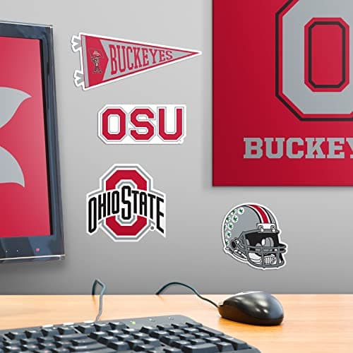The Ohio State University Buckeyes 8ct Mixed Logo and Mascot Vinyl Sticker Pack for Laptop Water Bottle Tablet Scrapbooking Skateboard Indoor Outdoor Decals — view 5