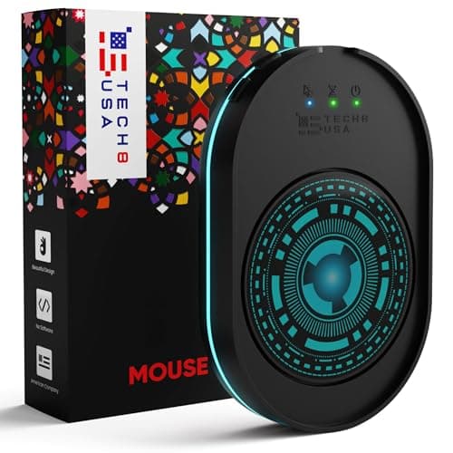 TECH8 USA Undetectable Mouse Mover Jiggler with Ambient Glow Ring and Hologram Disc for Laptops, PC, No Software, Random Movement, Designed, Patented and Trademarked in USA - 3D Hologram Alien
