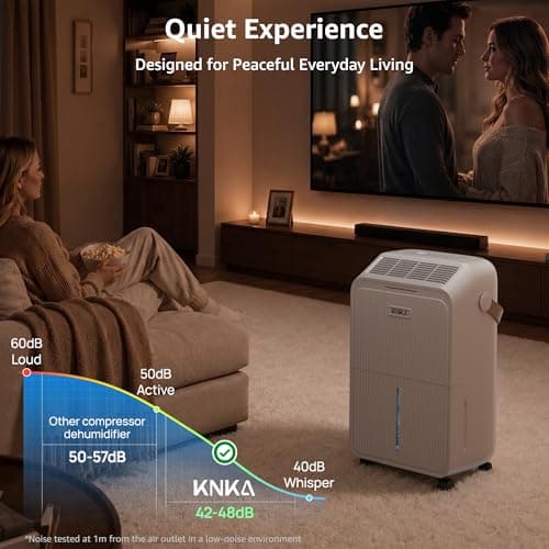 Dehumidifier for Basement with Drain Hose Max 34 Pints, KNKA 2500 Sq.Ft Dehumidifiers for Home, Large Room, Bathroom, Three Operation Modes, Intelligent Humidity Control, Dry Clothes, 24HR Timer — view 3