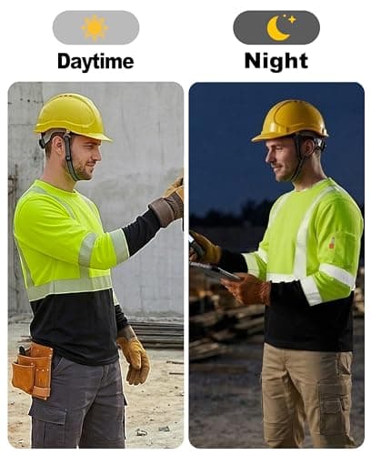 KONRECO FR Tee Shirts High Visibility Lightweight 6oz Long Sleeve Hi-Vis Flame Resistant Safety Shirts CAT 2 — view 4