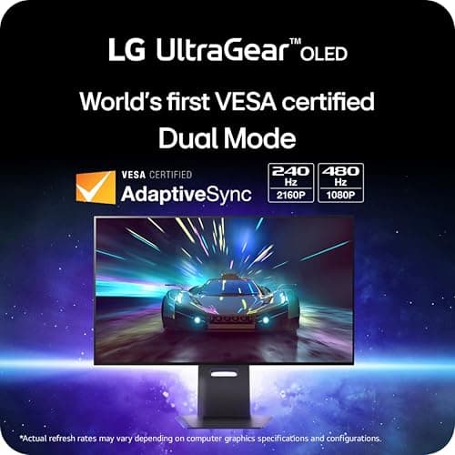 LG 32GS95UE-B 32'' Ultragear™ OLED Gaming Monitor with UHD Display Dual Mode 240Hz, 480Hz 0.03ms G-SYNC, FreeSync Premium Pro, HDR400 True Black, HDMI 2.1, Anti-Glare Tilt/Height/Swivel Stand — view 2