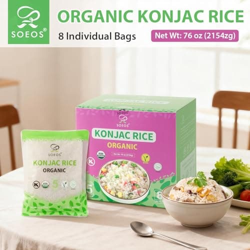 Soeos Organic Konjac Rice, 8 Packs (270g per Pack) – Healthy Low-Carb, Keto & Gluten-Free Rice Substitute — view 3