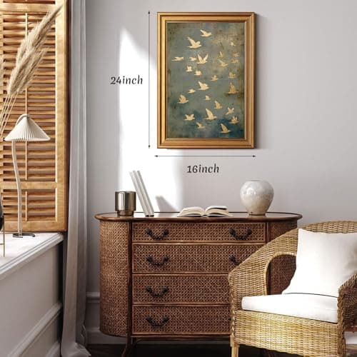 Vintage Gold Framed Wall Art Flying Bird Pictures Wall Decor 16x24 Inch — view 5