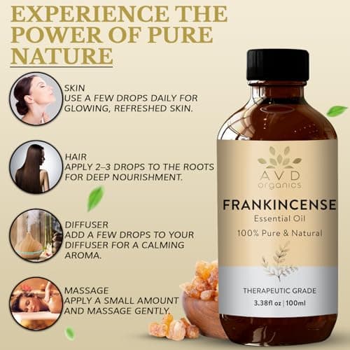 AVD Organics Frankincense Essential Oil 100ml | 100% Pure & Natural Frankincense Oil for Face, Hair | Woody & Earthy Aroma for Diffusers, Soaps & Candles | 3.38 fl. oz — view 5