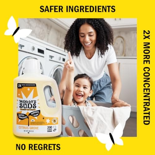 Molly's Suds Liquid Laundry Detergent | Clean Laundry Detergent Soap for Sensitive Skin | 2x Concentrated, High Efficiency (HE) | Citrus Grove - 100 Loads — view 2