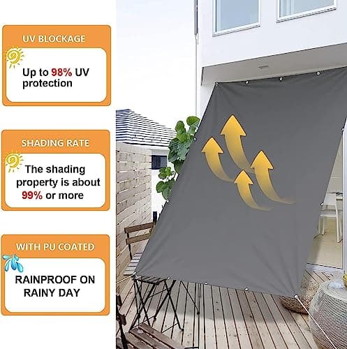 ZHhan Balcony Privacy Screen for Backyard Deck Patio Balcony Fence Porch Sun Shade PVC UV Protection Sun Wind 8 Days DeliveSapphire 14 Colors 20 Sizes 420D(Blue,5.2'x24.6') — view 7