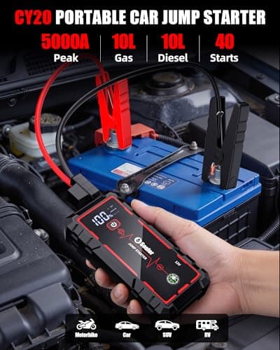 Booster Pack Jump Starter, Car Battery Booster Jump Starter for Car BoosterMotorcycle with Smart Jump Cable,3-in-1 Flashlight, LED Display (10L Gas/10L Diesel)