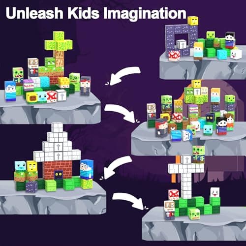 SSAWER 150 PCS Magnetic Building Blocks for Kids, Montessori Magnetic Toys, Build Zombie Island Set, STEM Toddler Sensory Building Blocks for Boys Girls 3 4 5 6 7 8 9 10th Birthday Gift — view 4