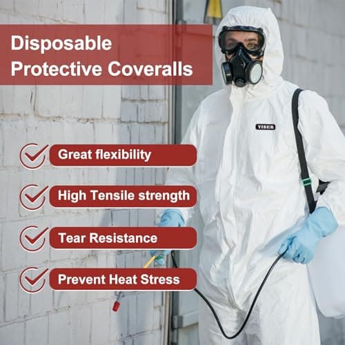 Hazmat Suit Disposable coveralls | Full Body Protective Suits in 7 Sizes with Multiple Specifications With Hood, X-Large, White, 1 — view 2